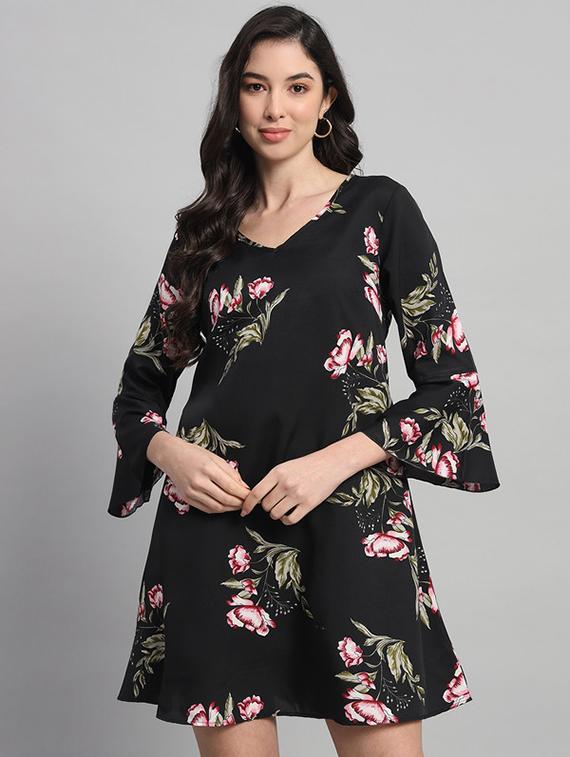 women floral print bell sleeves a-line dress - 21709721 -  Zoom Image - 0