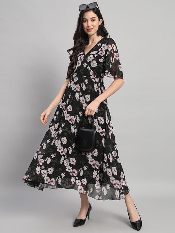 women floral print puff sleeves a-line dress - 21709724 - Zoom Image - 0