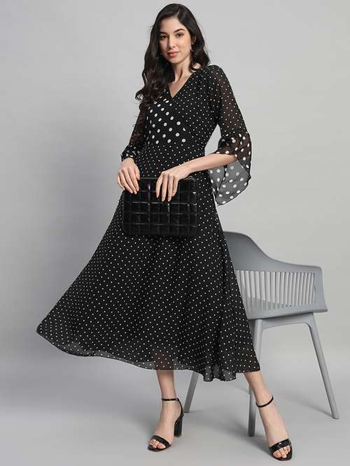 women polka doted bell sleeves a-line dress - 21709727 -  Standard Image - 0