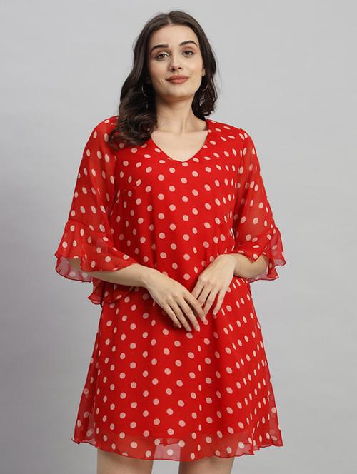 women polka doted bell sleeves a-line dress - 21709729 -  Standard Image - 0