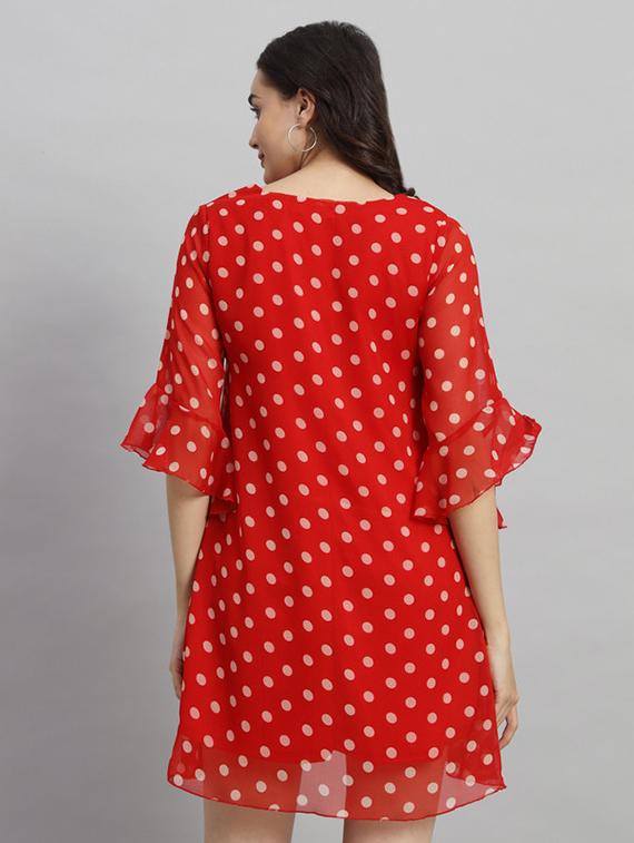 women polka doted bell sleeves a-line dress - 21709729 - Standard Image - 2