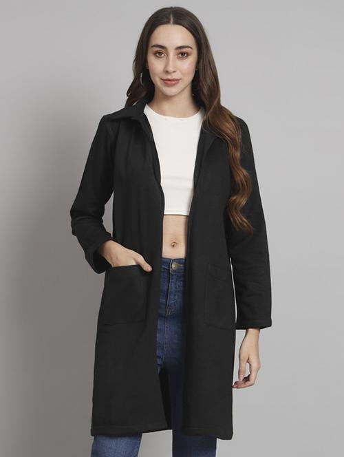 women solid long sleeves trench coat - 21709738 - Standard Image - 0
