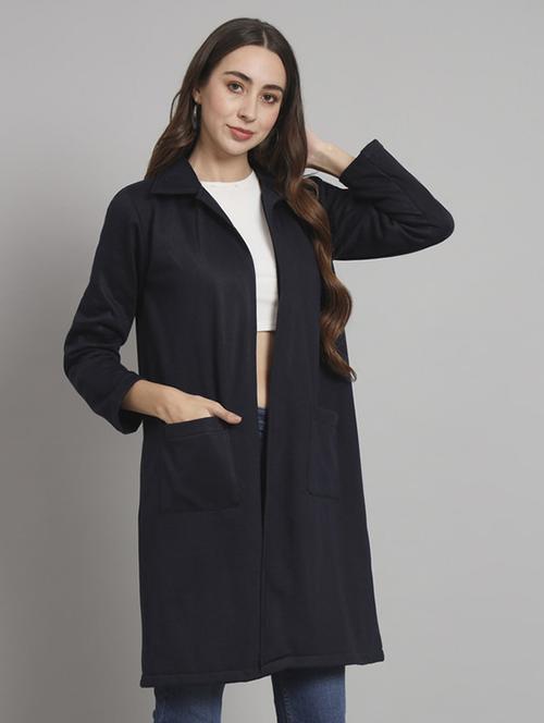 women solid long sleeves trench coat - 21709739 - Standard Image - 0