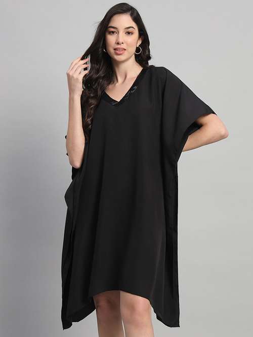 women solid relaxed fit kaftan dress