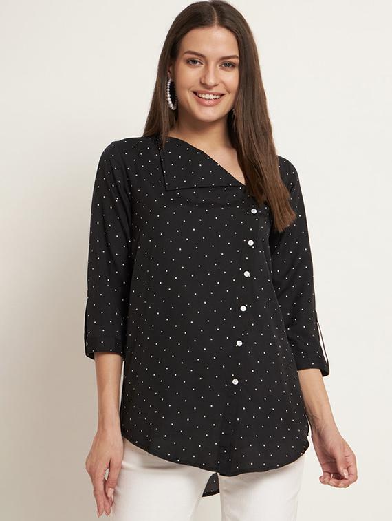 women polka doted asymmetric neck regular top - 21709776 - Zoom Image - 0