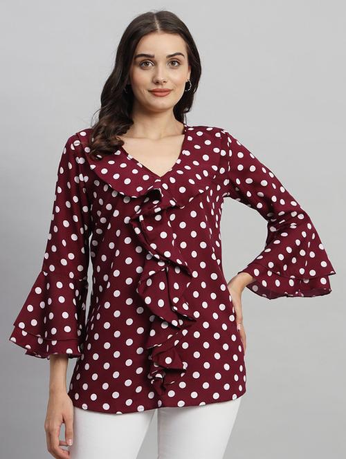 women polka doted bell sleeves regular top - 21709790 -  Standard Image - 0