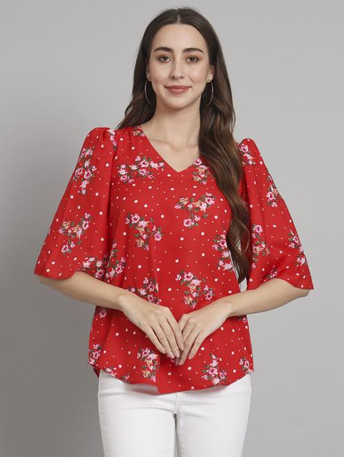 women floral print short sleeves regular top - 21709801 - Standard Image - 0