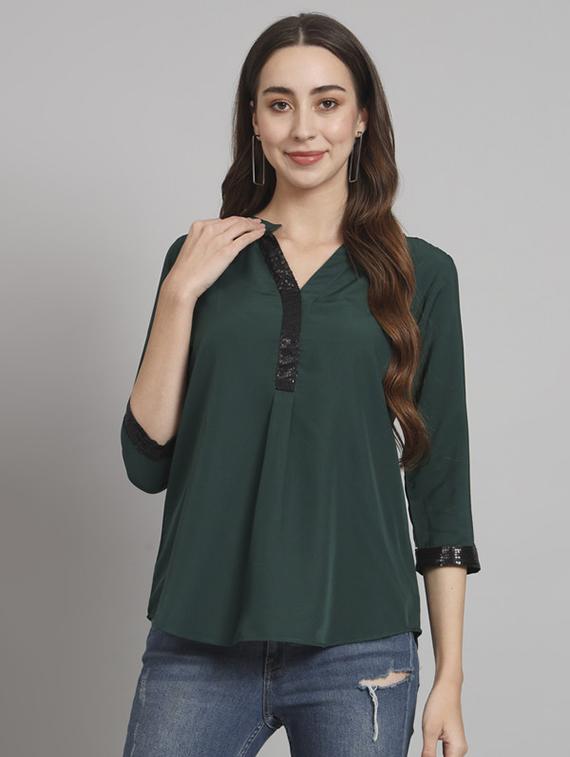 women solid mandarin neck regular top - 21709811 -  Zoom Image - 0