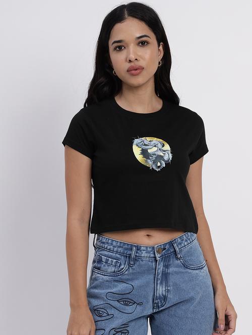 women printed short sleeves crop t-shirt - 21709824 - Standard Image - 0