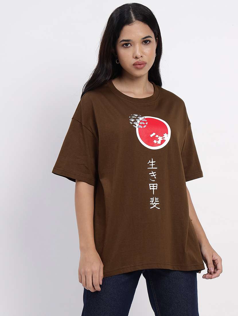 women printed short sleeves oversizedt-shirt