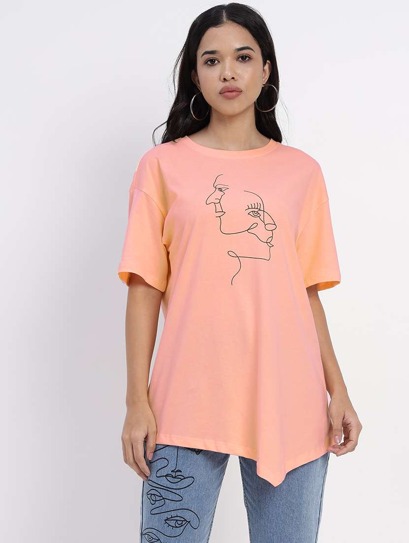 women printed short sleeves oversized t-shirt