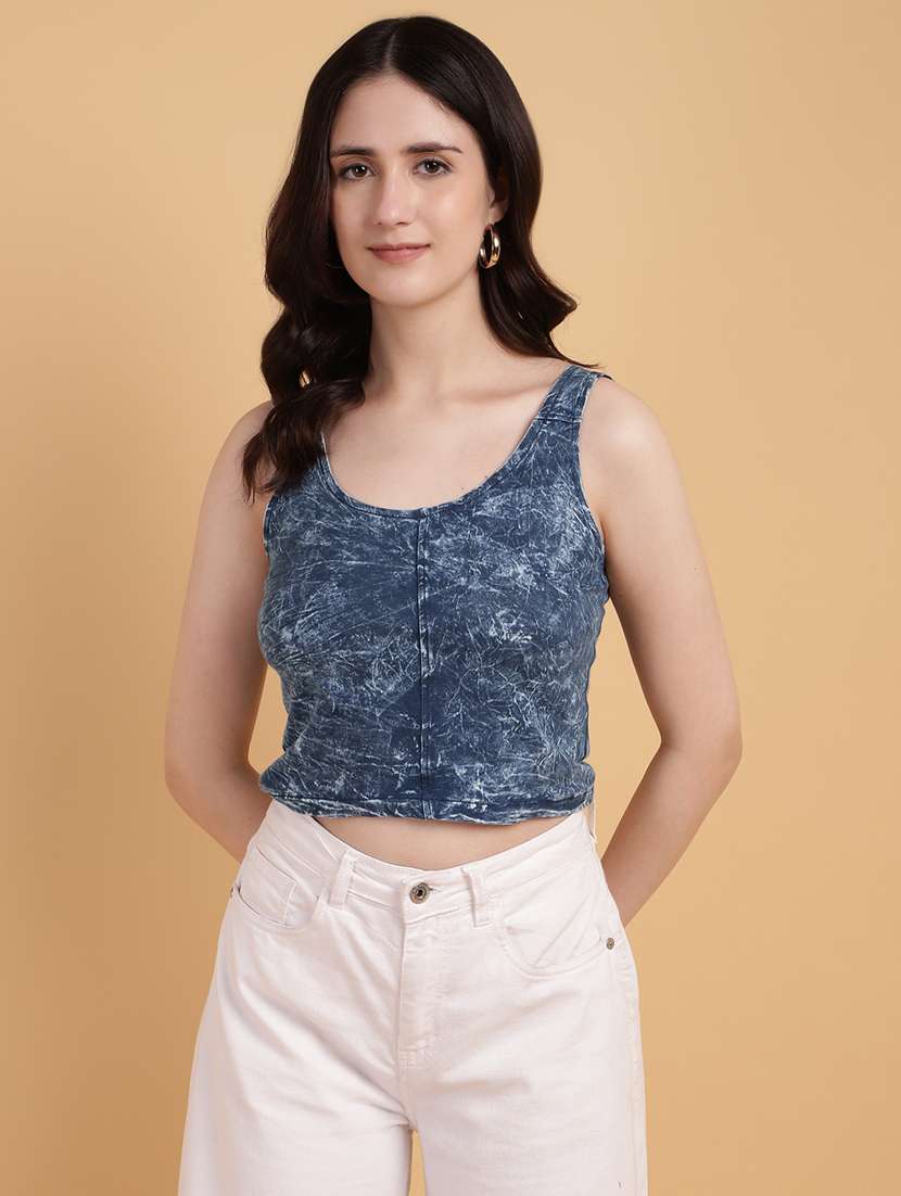 women printed sleeveless crop top - 21709878 - Zoom Image - 0