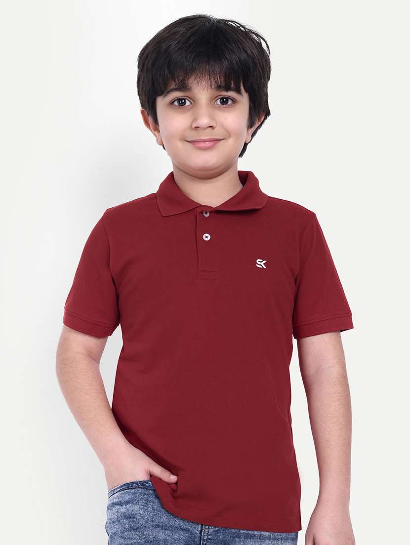 boys solid short sleeve polo t-shirt