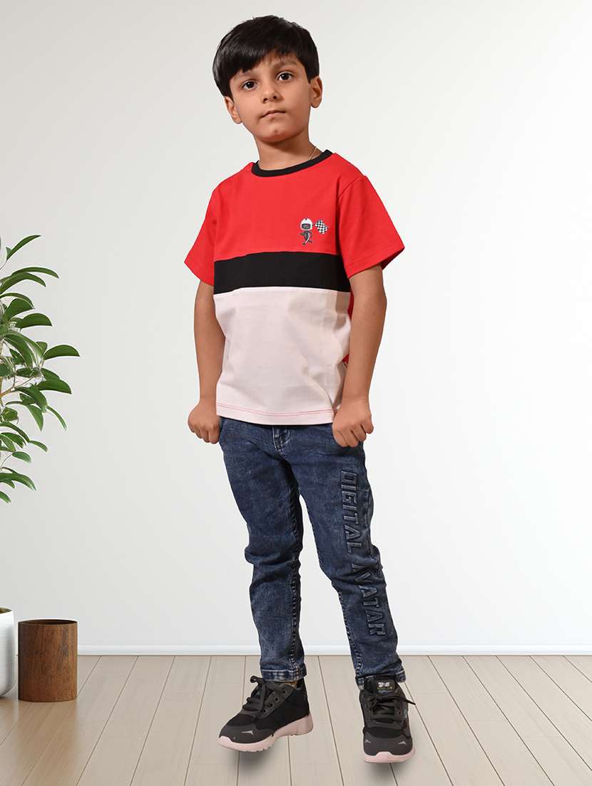 boys color blocked round neck t-shirt - 21710165 -  Standard Image - 2