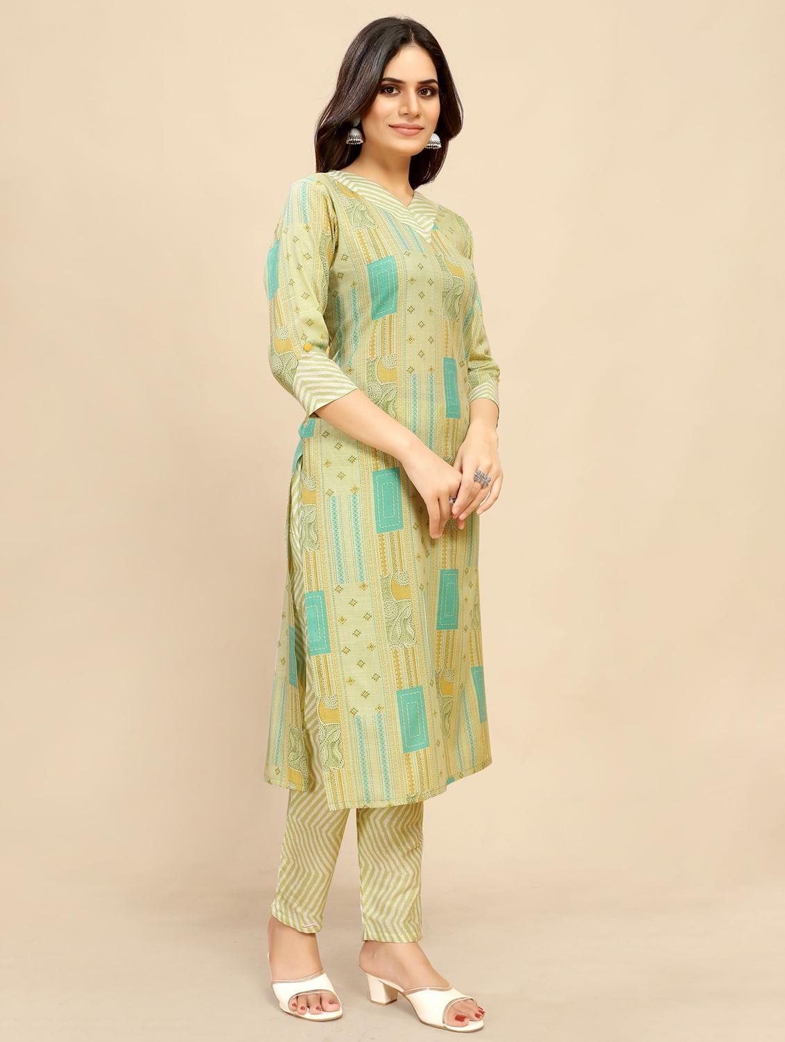women printed three quarter sleeve straight kurta - 21710279 - Standard Image - 2