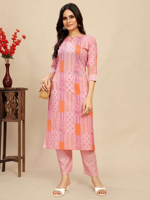 women printed three quarter sleeve straight kurta - 21710280 -  Standard Image - 0