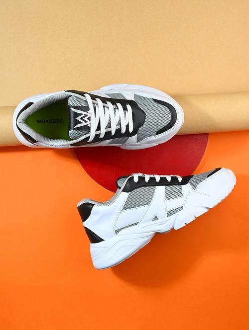 men grey color block running sport shoes - 21710337 -  Standard Image - 0