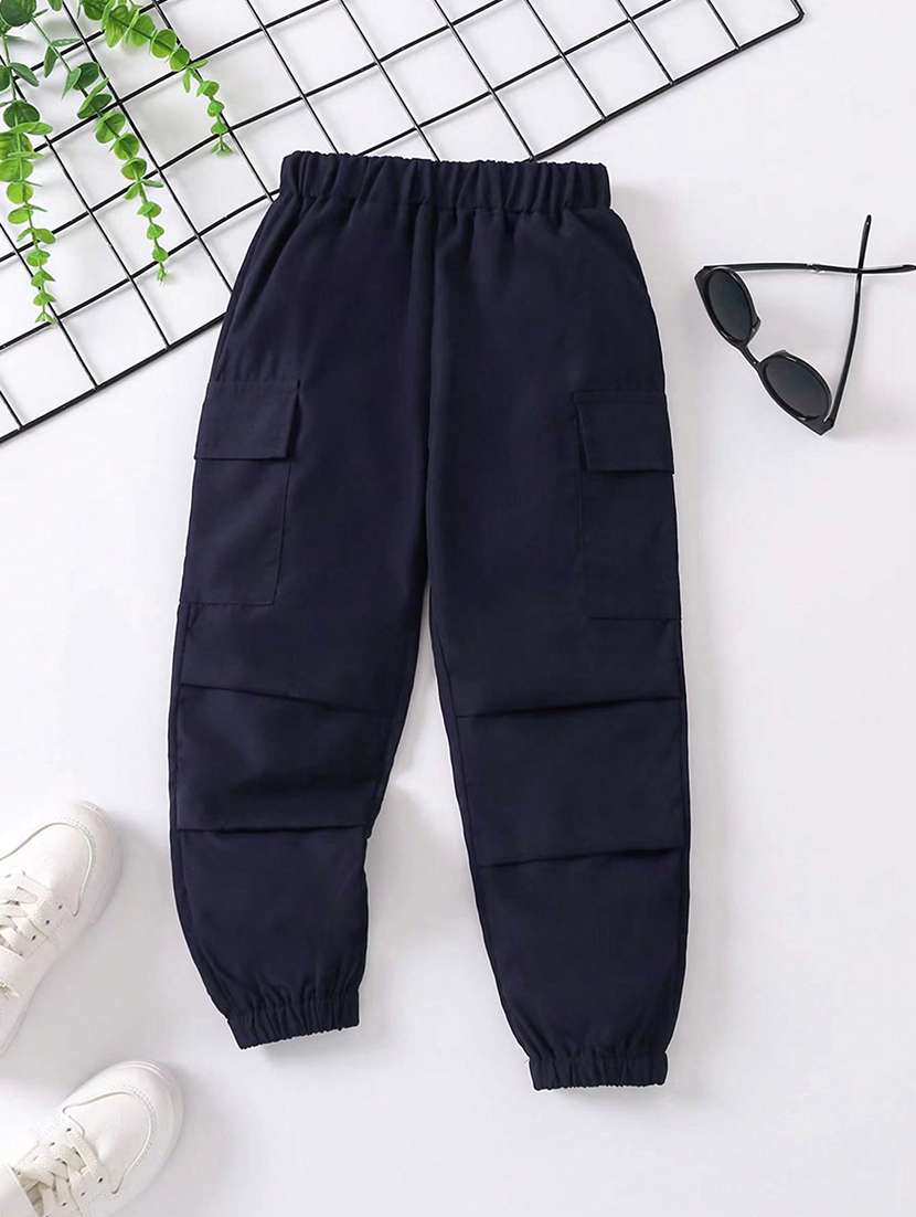 boys solid mid rise cargo
