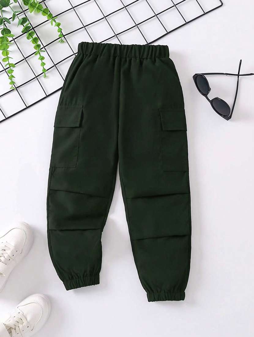 boys solid mid rise cargo