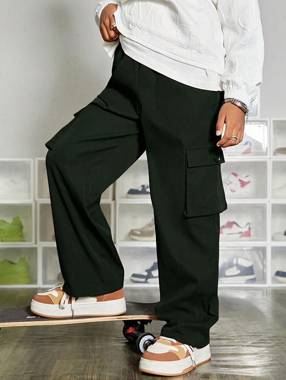 boys mid rise solid cargos - 21710499 - Standard Image - 2