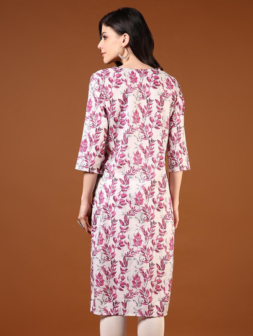 women three quarter sleeve straight kurta - 21710620 - Standard Image - 2
