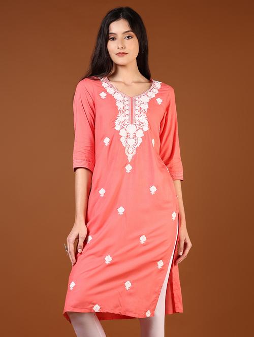 women three quarter sleeve straight kurta - 21710621 - Standard Image - 0