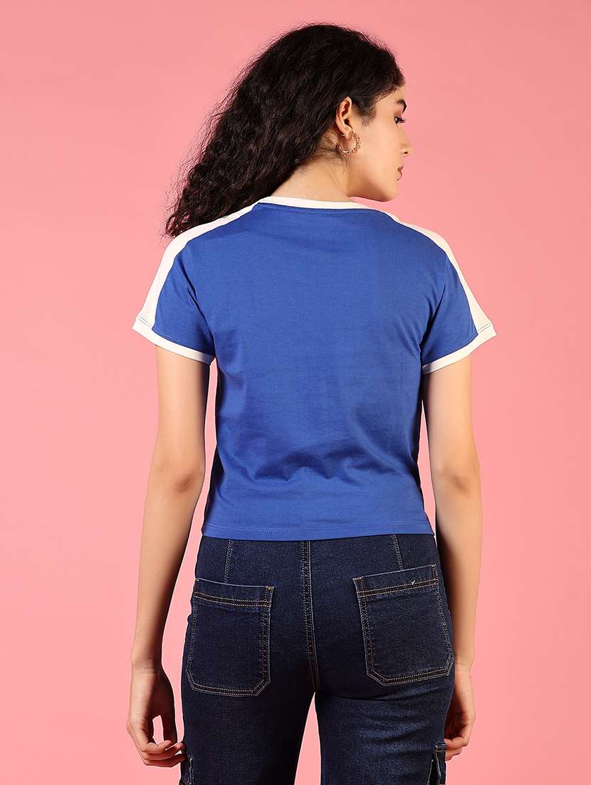 women printed short sleeves crop t-shirt - 21710628 -  Standard Image - 2