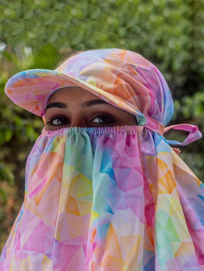 women printed cap scarf - 21710838 - Standard Image - 2