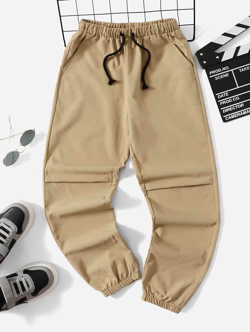 boys solid mid rise jogger