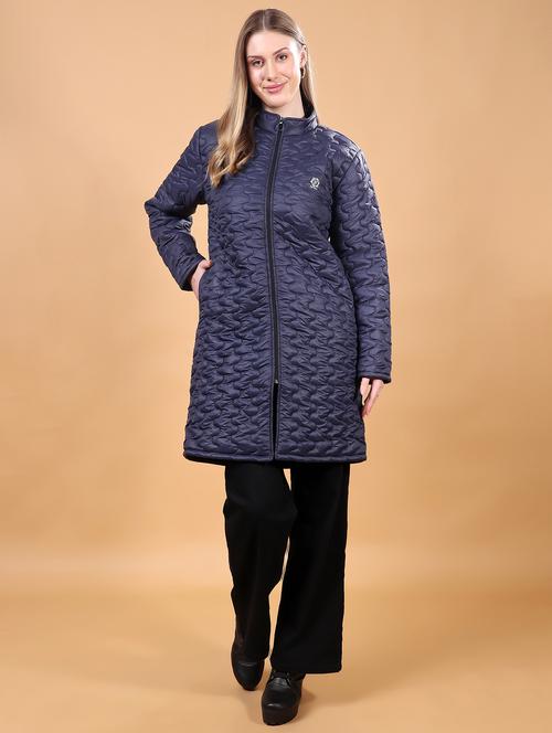 women long sleeves solid quilted jacket - 21710977 - Standard Image - 0