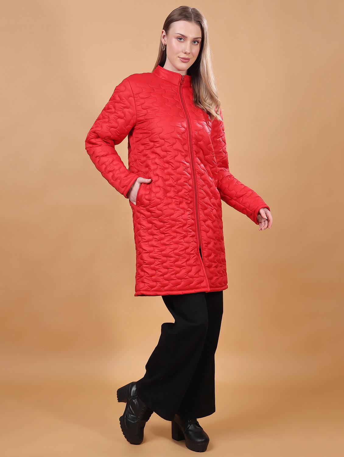women long sleeves solid quilted jacket - 21710980 - Standard Image - 2