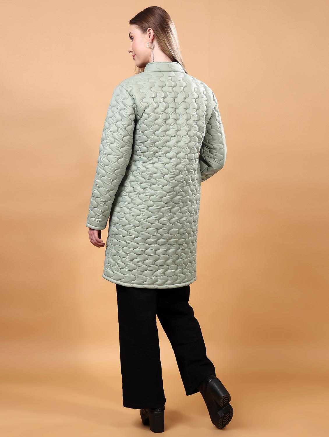women long sleeves solid quilted jacket - 21710981 - Standard Image - 2