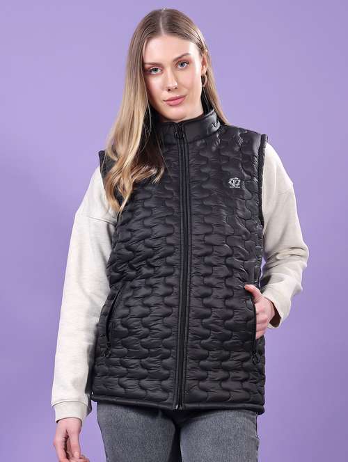 women sleeveless solid quilted jacket - 21710982 - Standard Image - 0