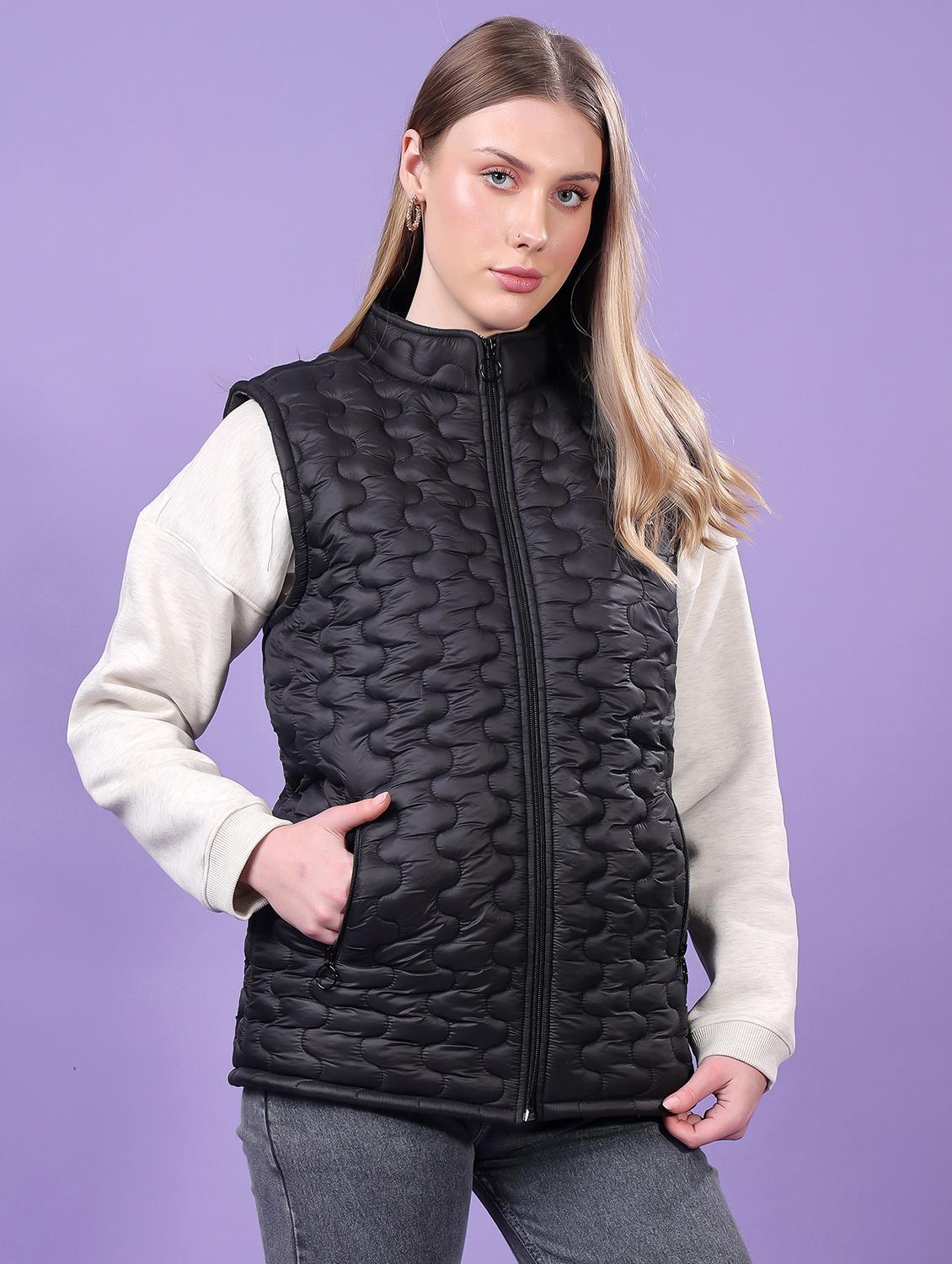 women sleeveless solid quilted jacket - 21710982 - Standard Image - 2