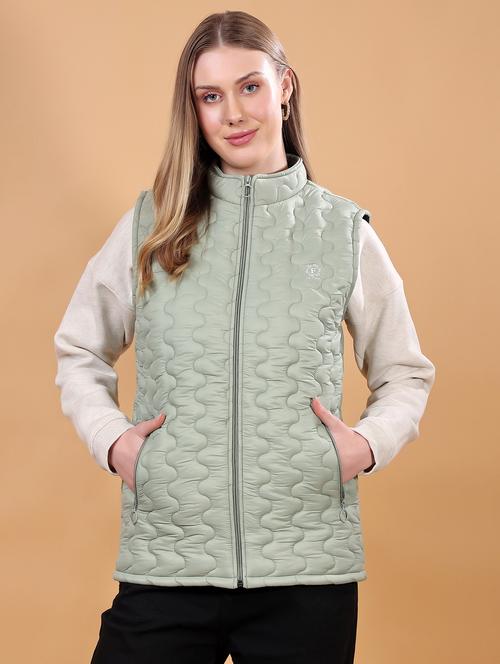 women sleeveless solid quilted jacket - 21710986 - Standard Image - 0