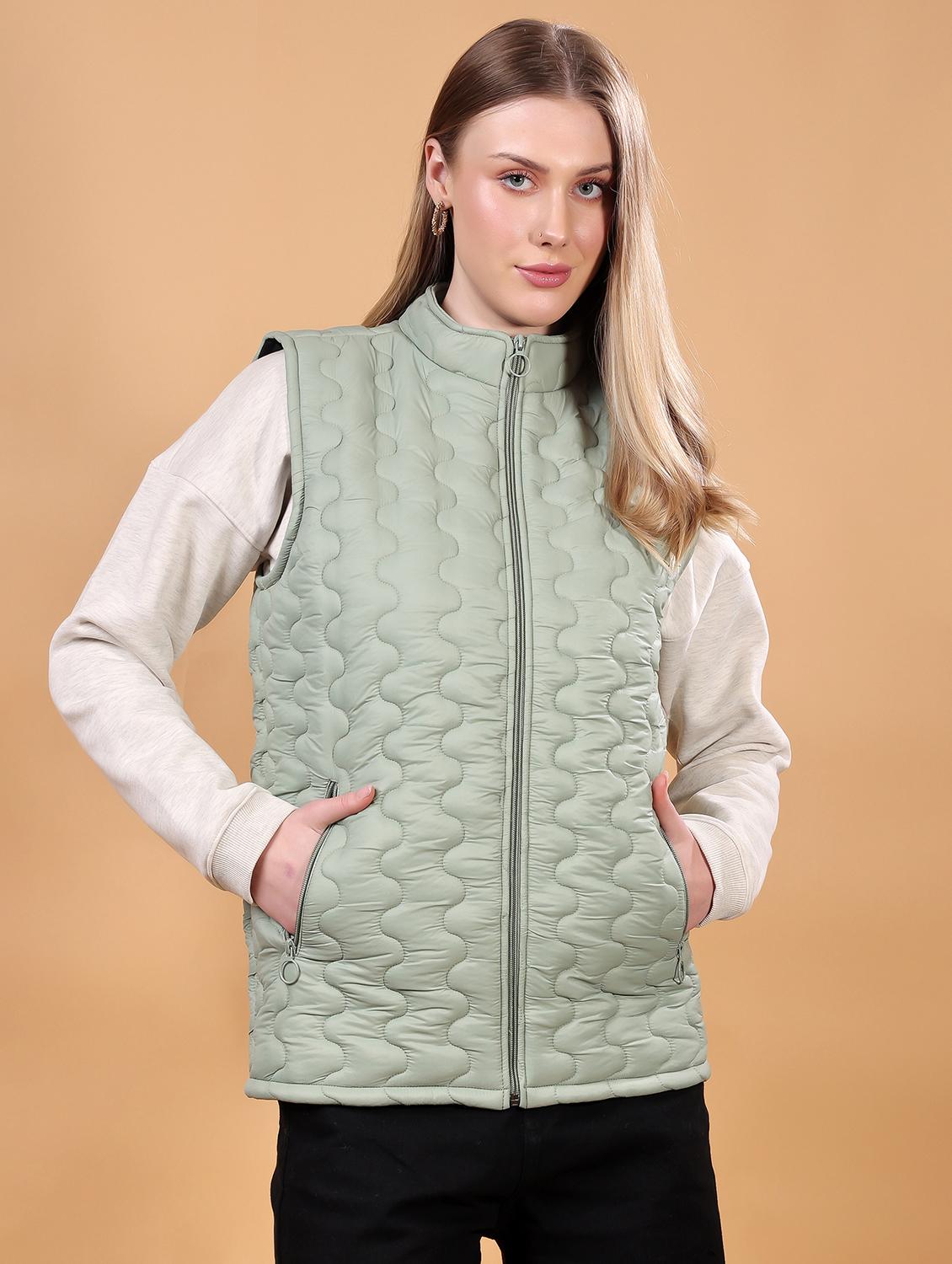 women sleeveless solid quilted jacket - 21710986 - Standard Image - 2