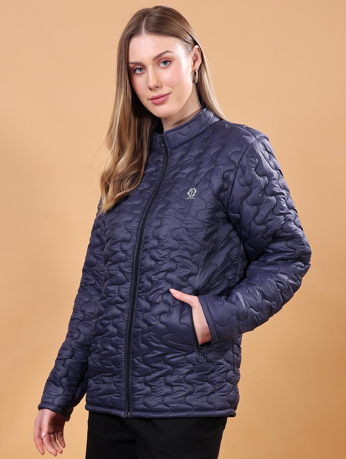 women long sleeves solid quilted jacket - 21710988 - Standard Image - 2
