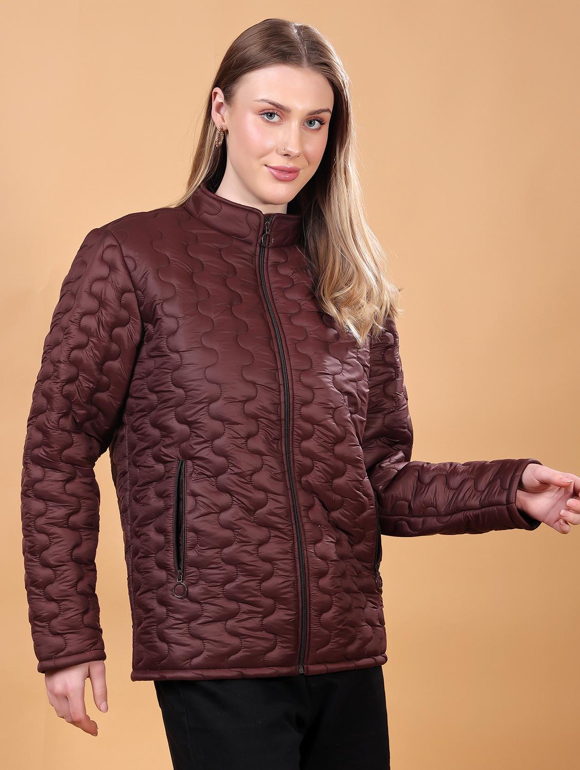 women long sleeves solid quilted jacket - 21710990 - Standard Image - 2