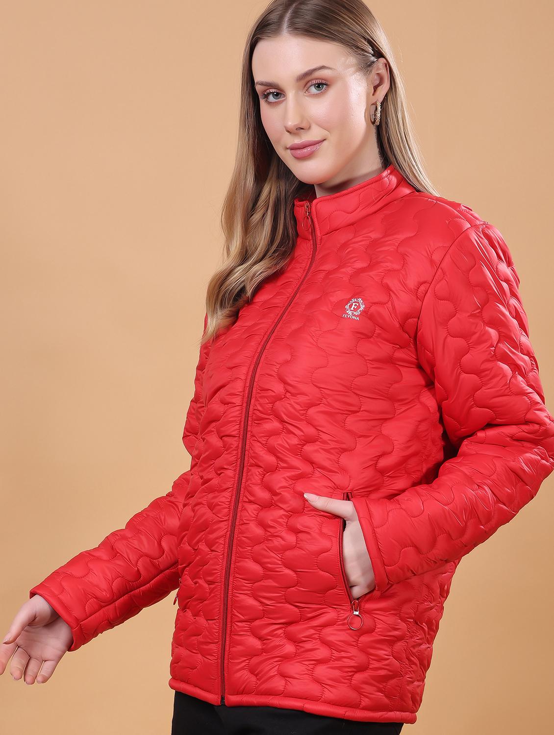 women long sleeves solid quilted jacket - 21710991 - Standard Image - 2