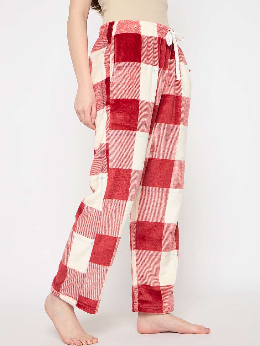 women checkered mid rise pyjama - 21711024 - Standard Image - 2