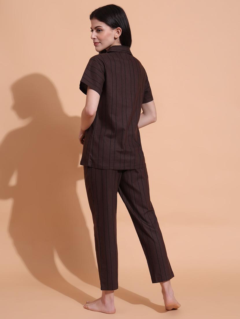 women striped nightwear pyjama set - 21711029 - Standard Image - 2