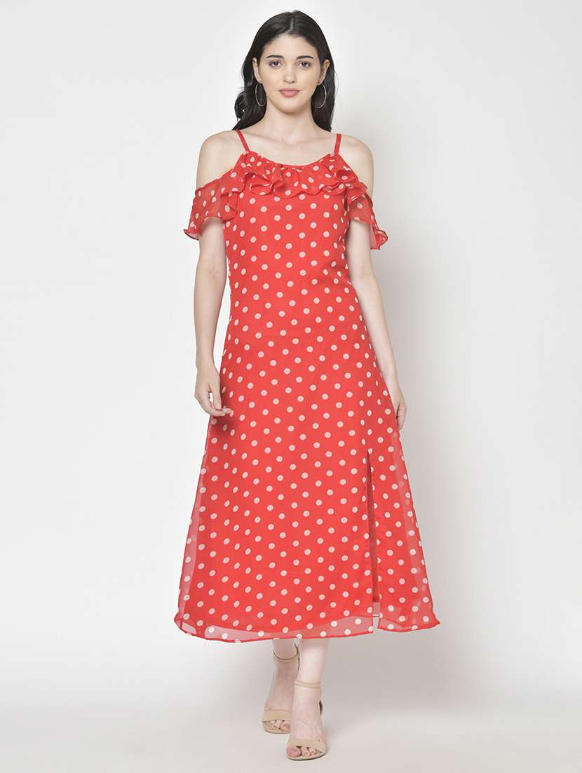 women polka doted shoulder strap a-line dress - 21711080 - Zoom Image - 0