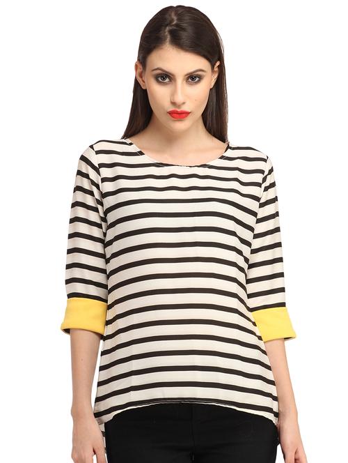 women striped round neck regular top - 21711192 -  Standard Image - 0