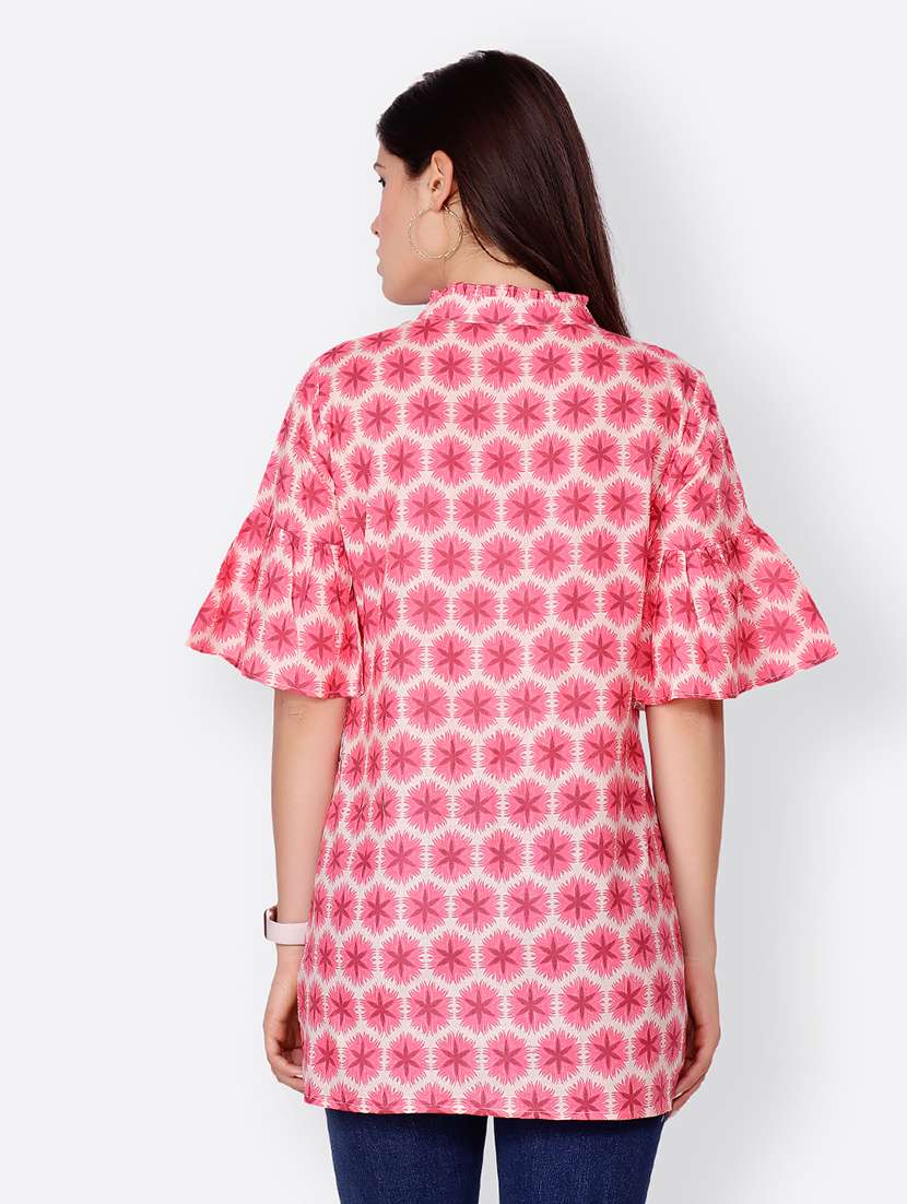 women pink printed a-line regular tunic - 21711218 -  Standard Image - 2
