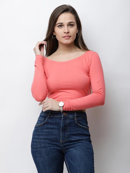women solid long sleeves crop top - 21711226 -  Standard Image - 0