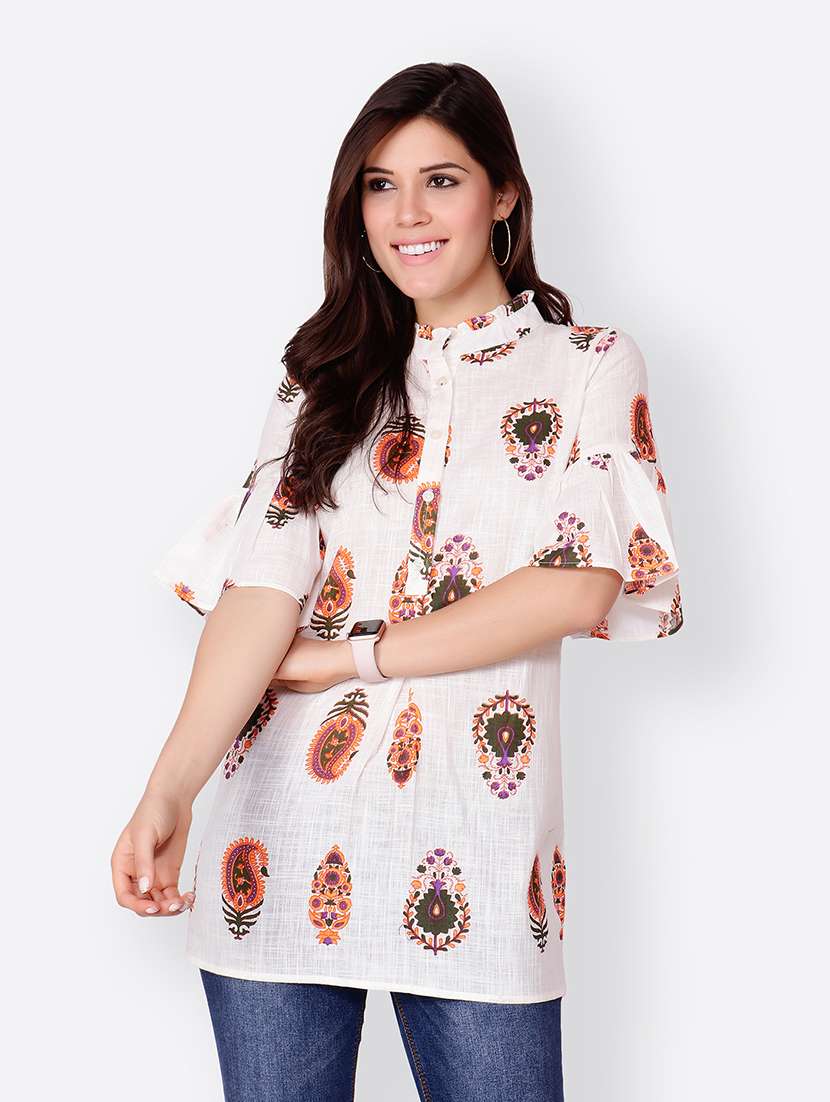 women white printed a-line regular tunic