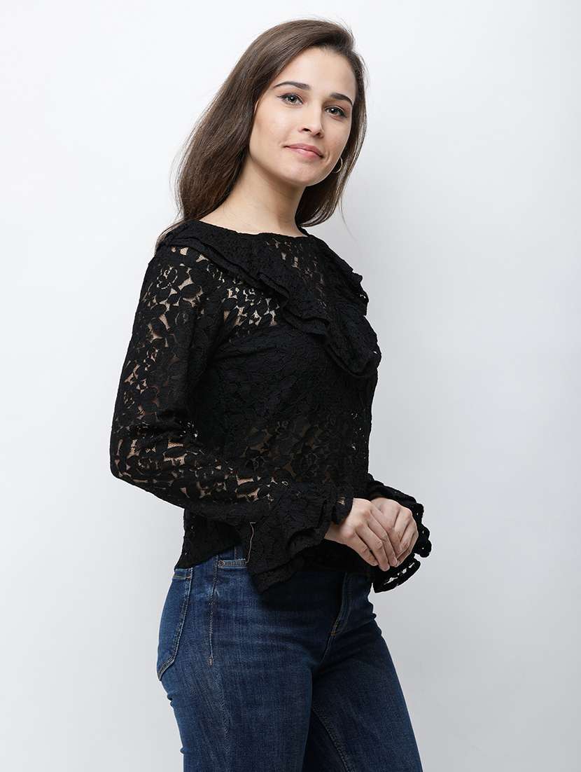 women self designed long sleeves regular top - 21711242 - Standard Image - 2