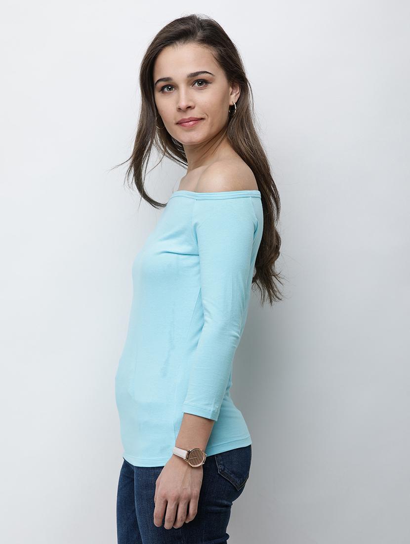 women solid off shoulder long sleeves top - 21711247 - Standard Image - 2