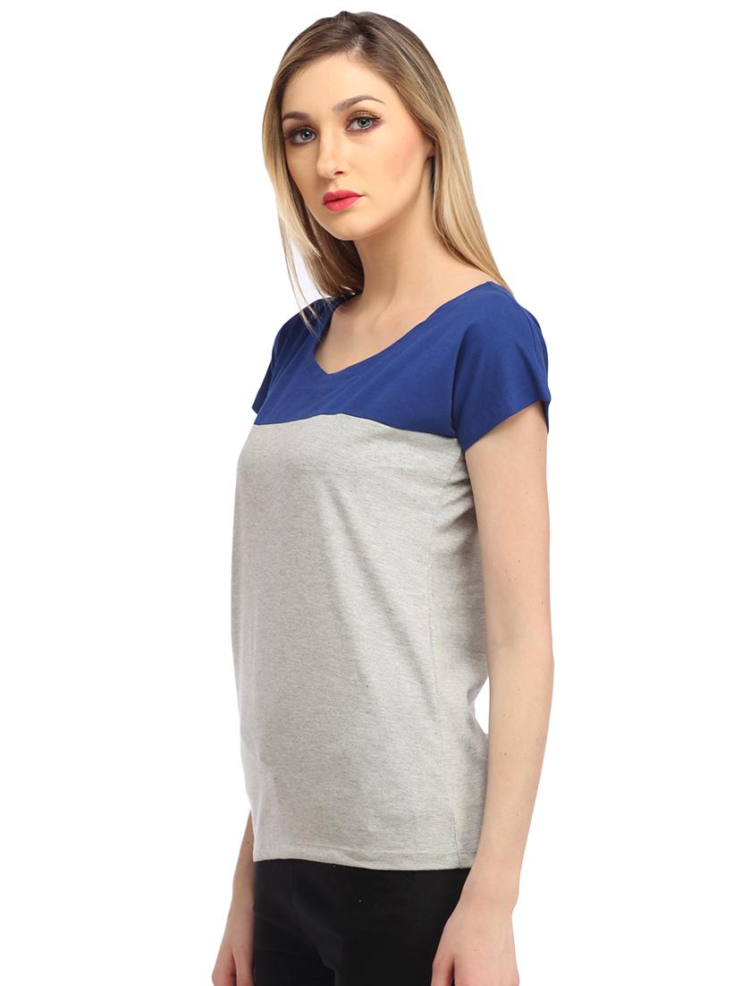 women color blocked round neck regular top - 21711277 - Standard Image - 2