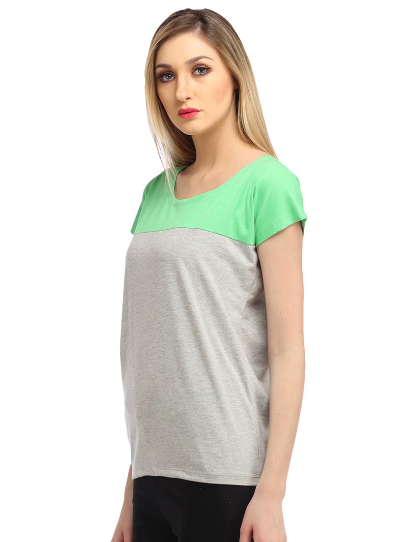 women color blocked round neck regular top - 21711283 - Standard Image - 2
